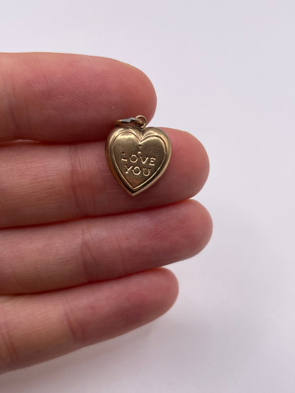 9ct gold I love you heart charm