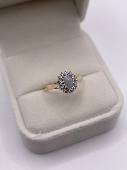 9ct gold opal and cz ring