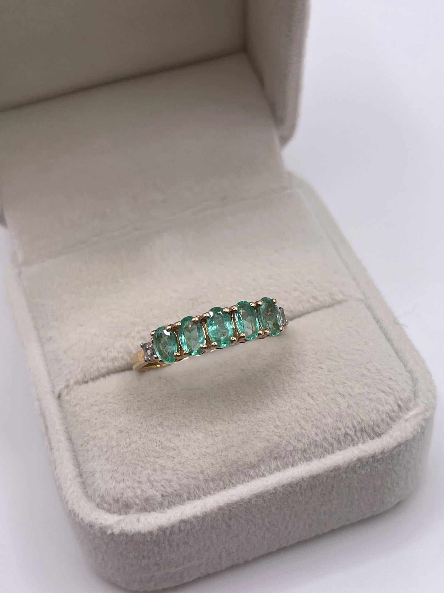 9ct gold emerald and zircon ring