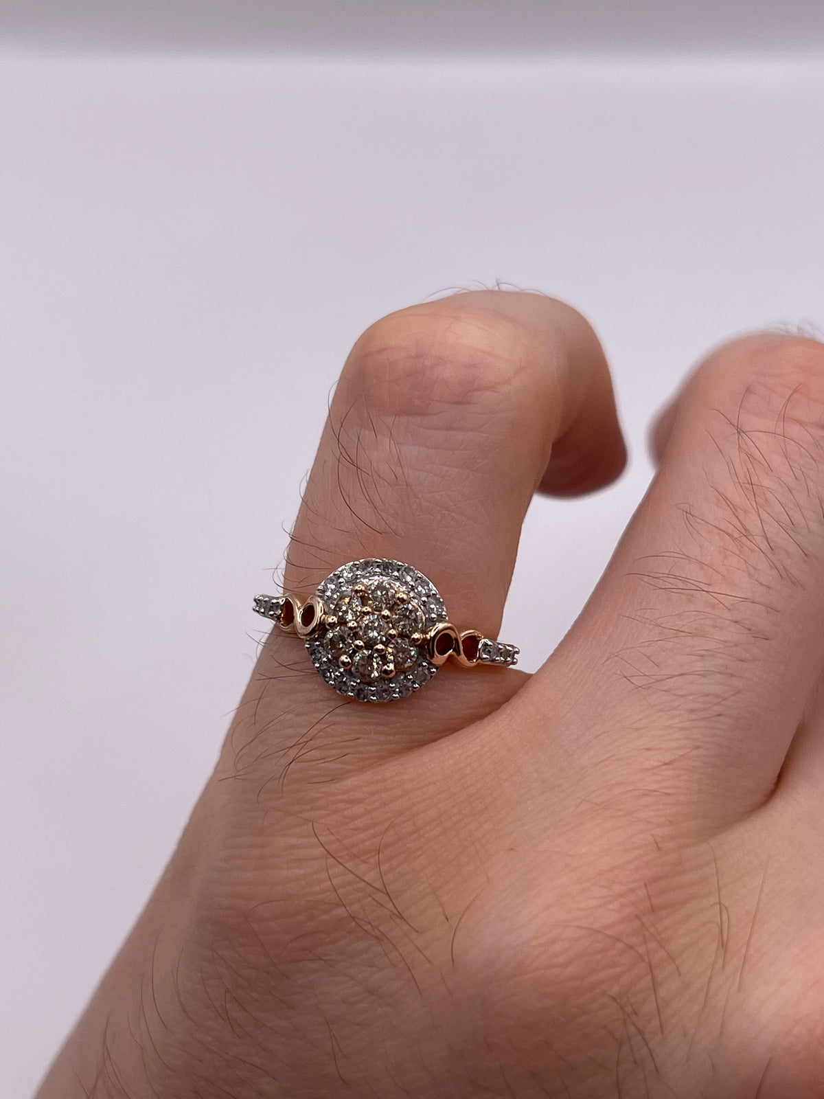 9ct rose gold diamond cluster ring