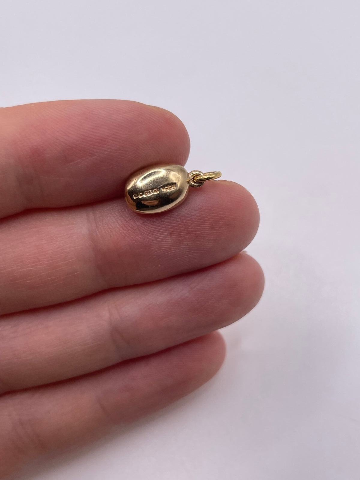Solid 9ct gold coffee bean charm