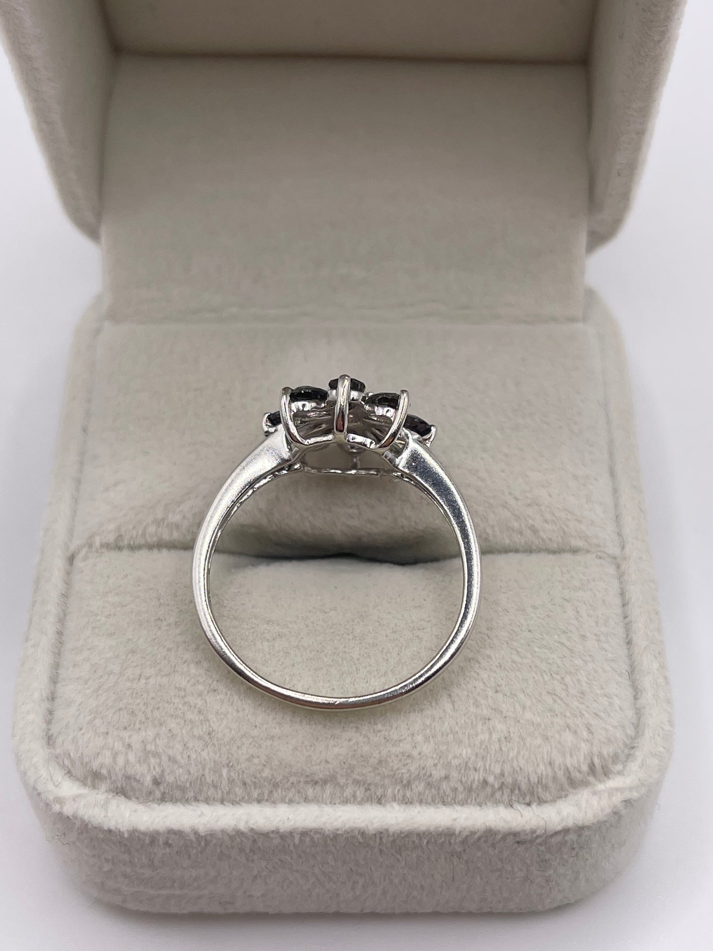 9ct white gold colour change sapphire and diamond ring