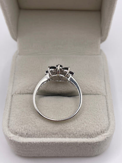 9ct white gold colour change sapphire and diamond ring