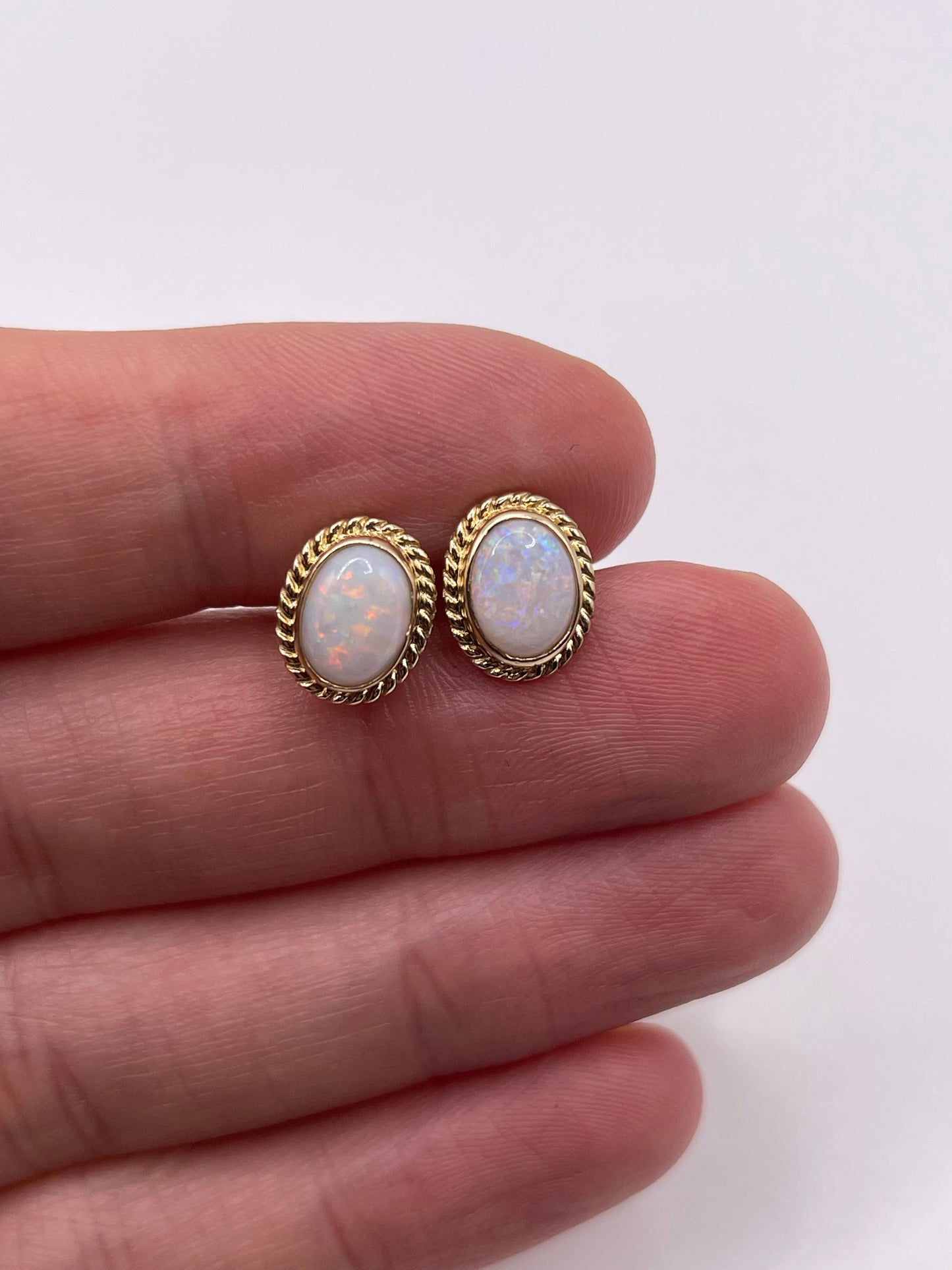 9ct gold opal earrings