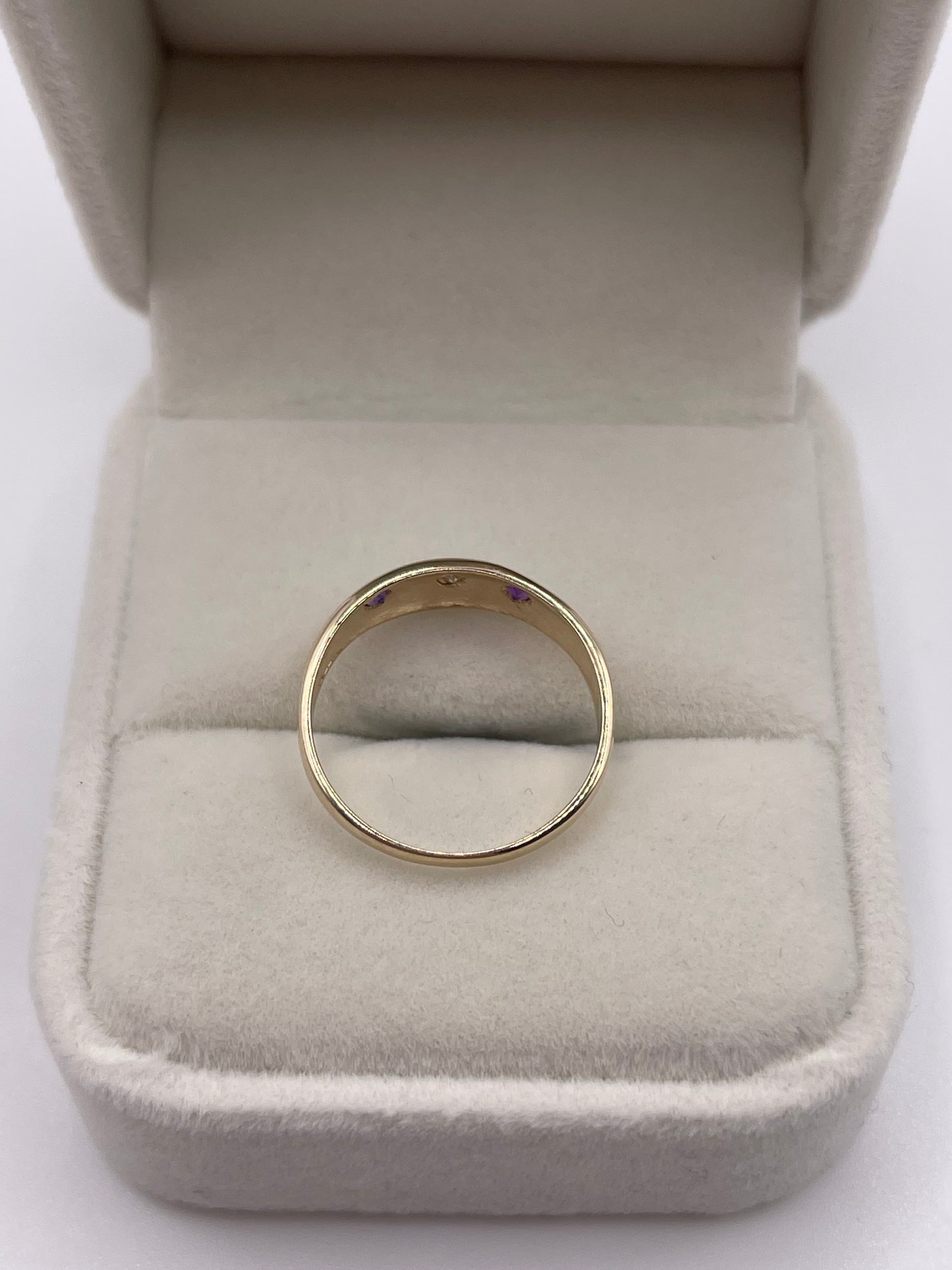 9ct gold amethyst and diamond gypsy ring