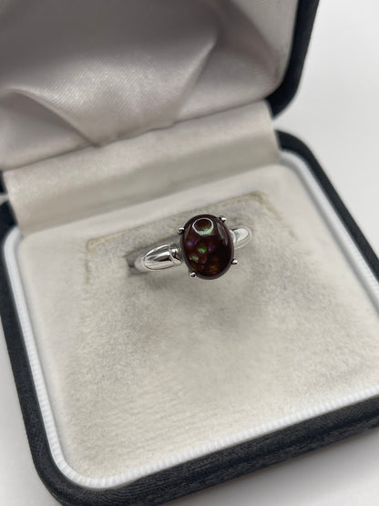 9ct white gold opal ring