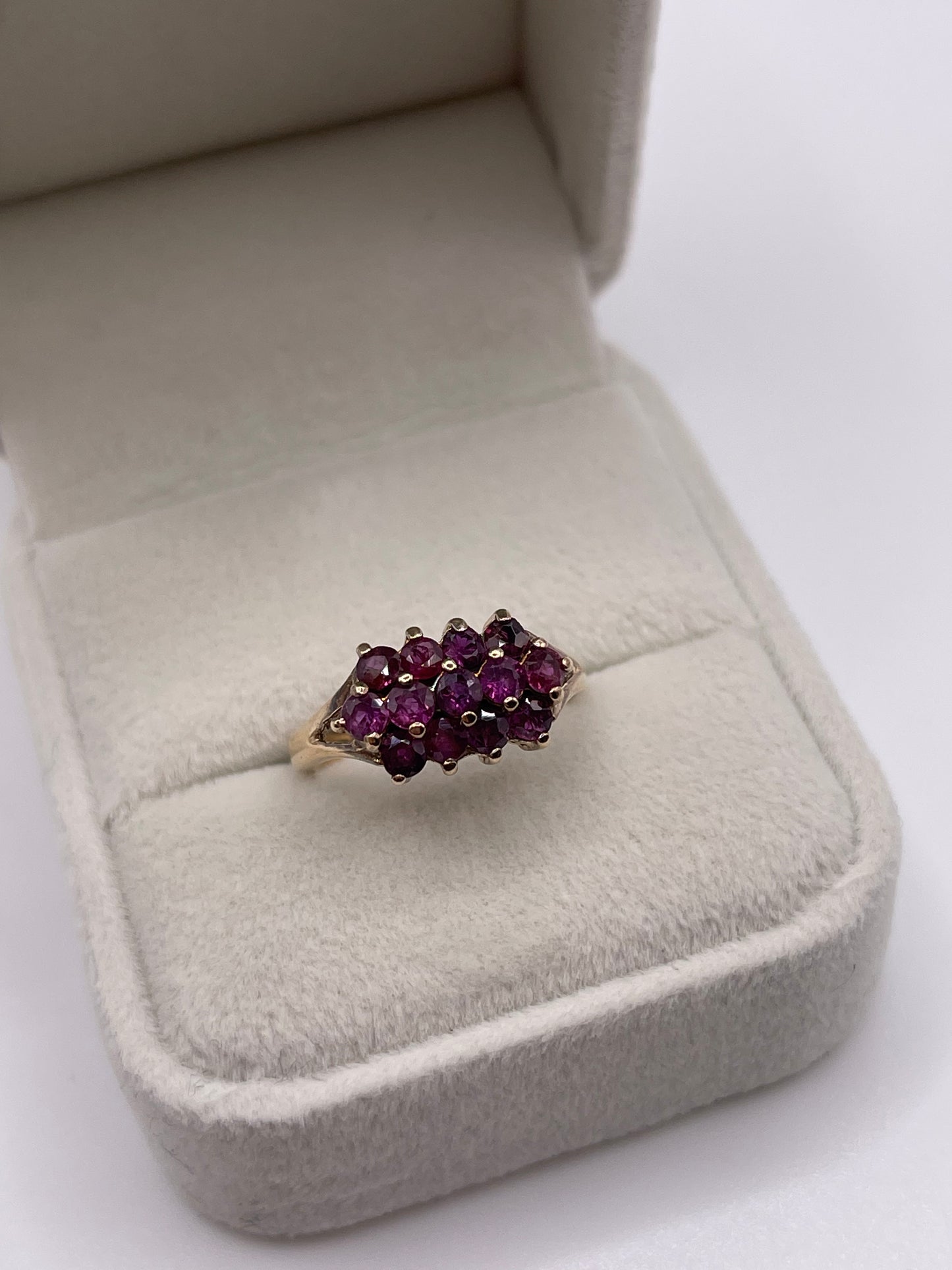 9ct gold ruby cluster ring
