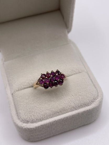 9ct gold ruby cluster ring