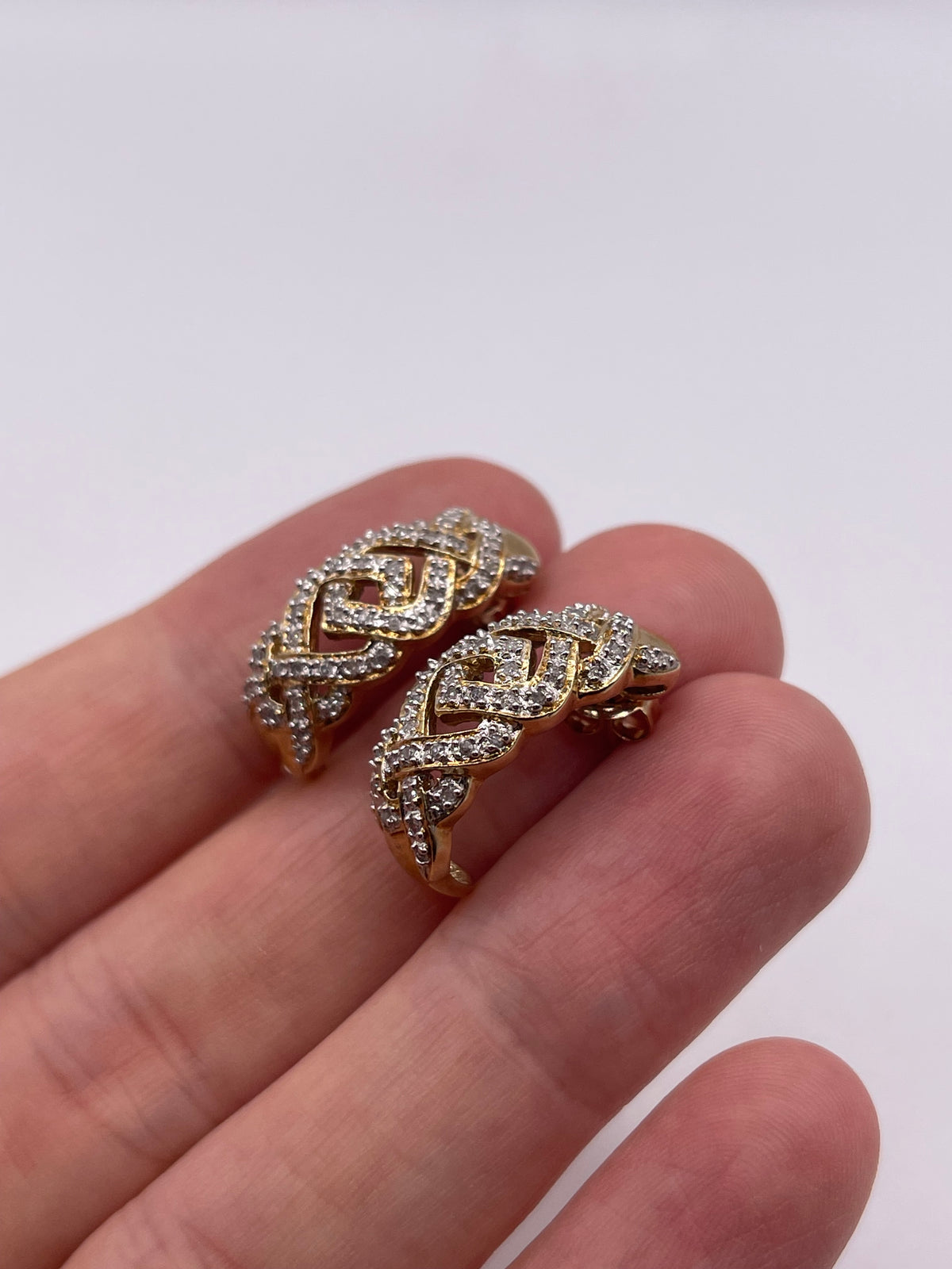 9ct gold diamond knot earrings