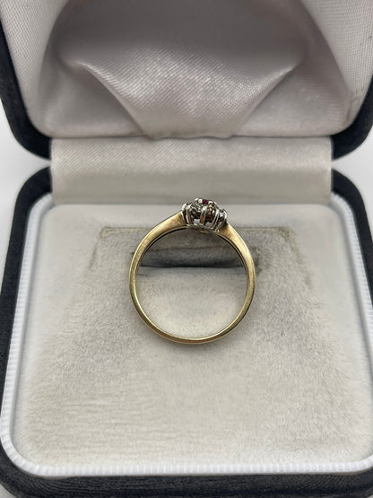 9ct gold ruby and diamond ring