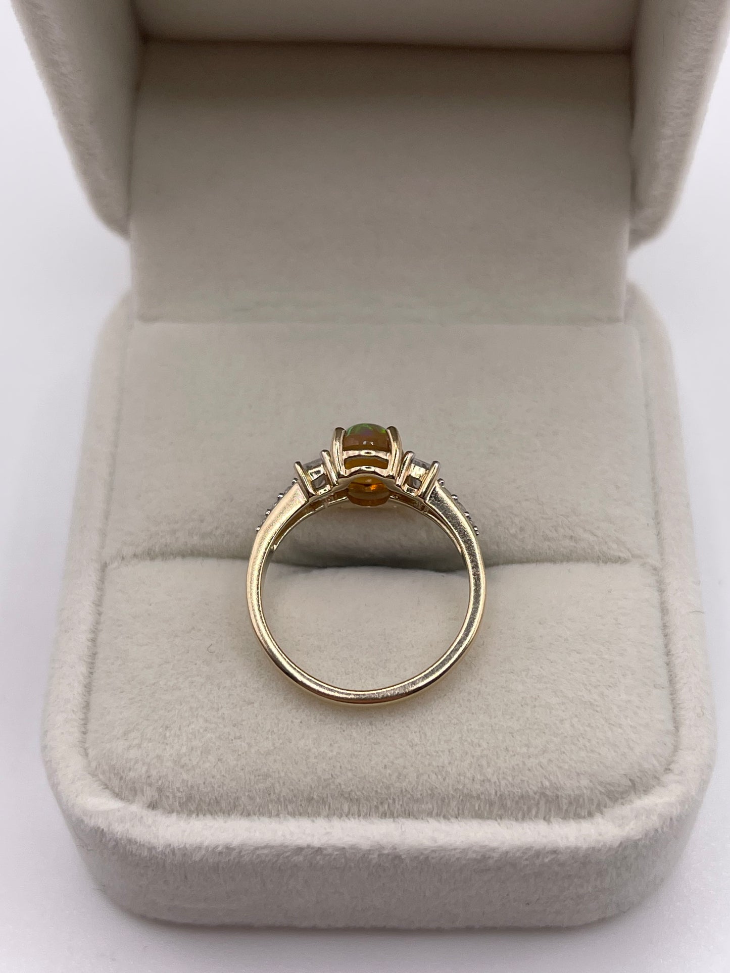 9ct gold opal and zircon ring