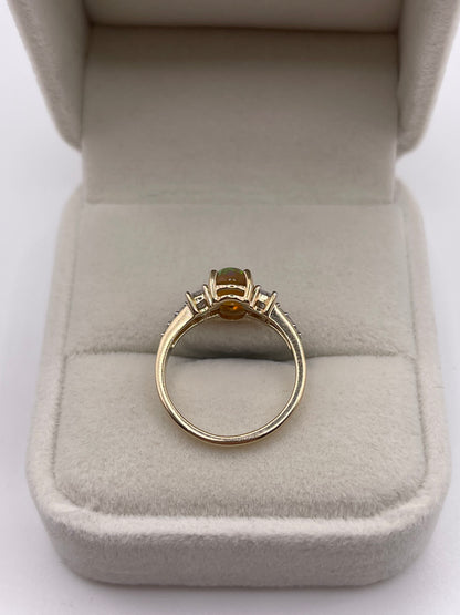9ct gold opal and zircon ring