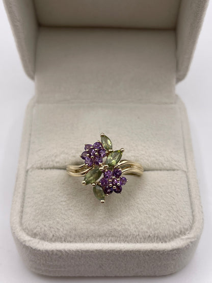 9ct gold amethyst and quartz ring
