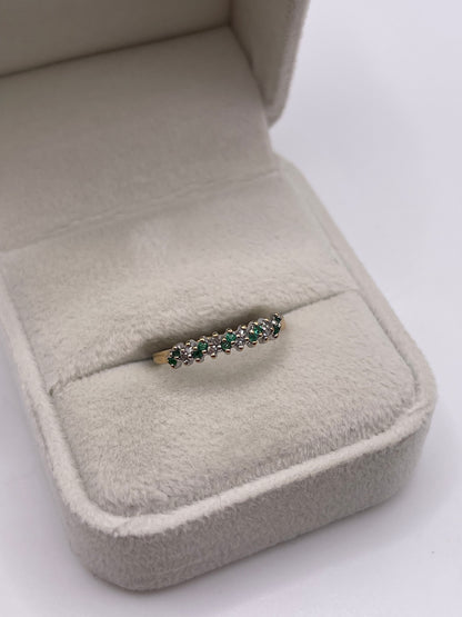 9ct gold emerald and diamond ring