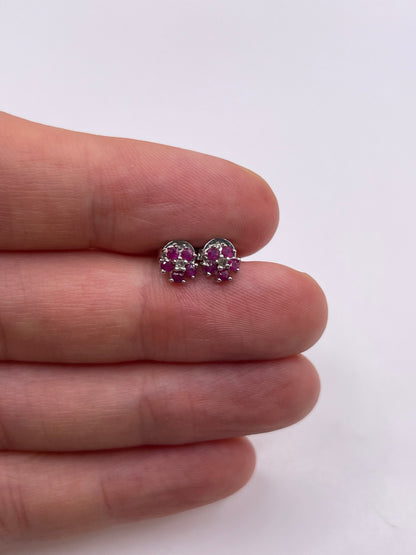 9ct white gold ruby and diamond earrings