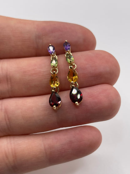 9ct gold multi gemstone earrings