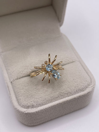 9ct gold topaz and diamond spider ring