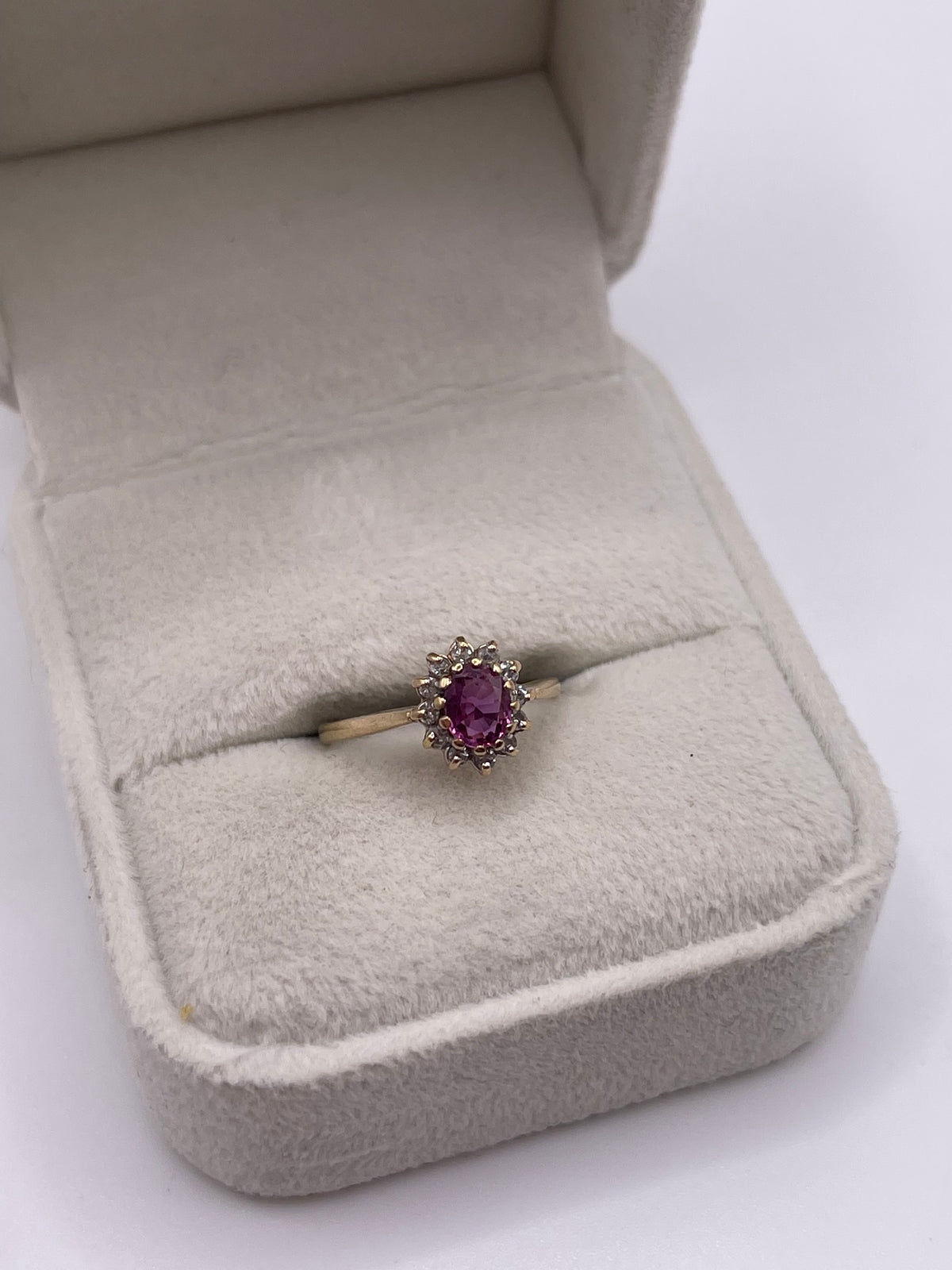 9ct gold ruby and diamond ring