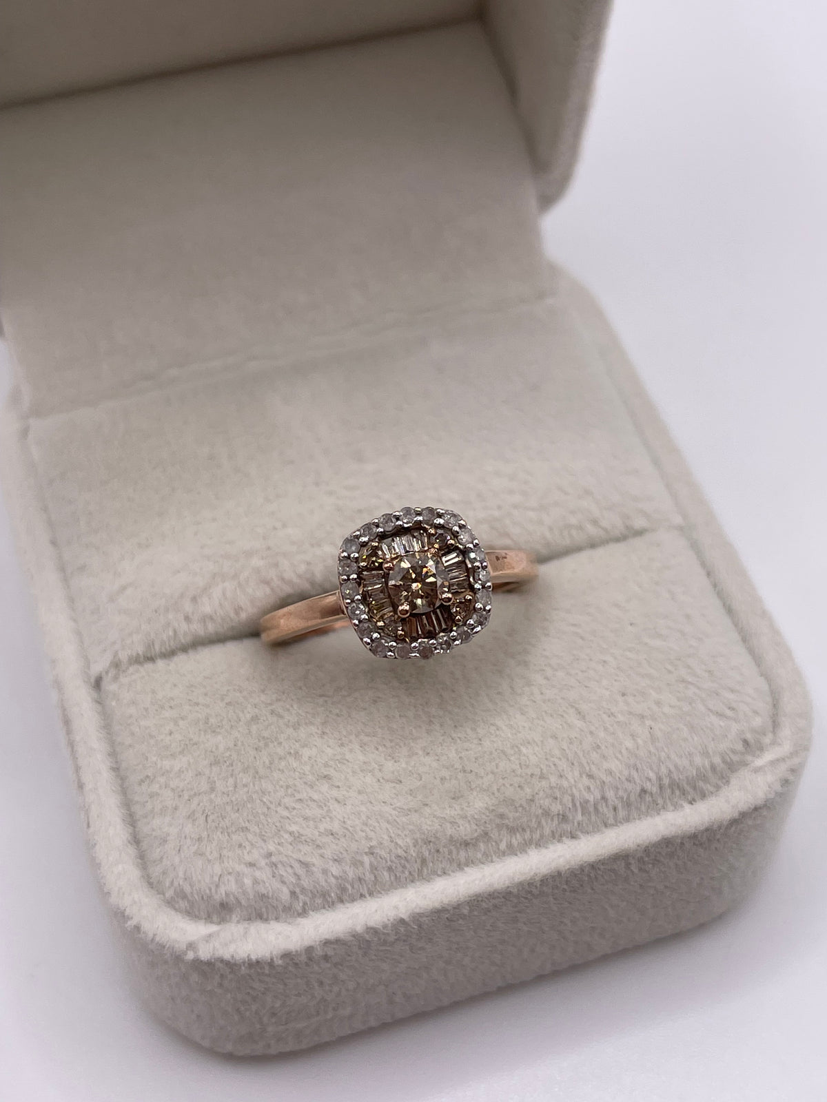 9ct rose gold diamond cluster ring