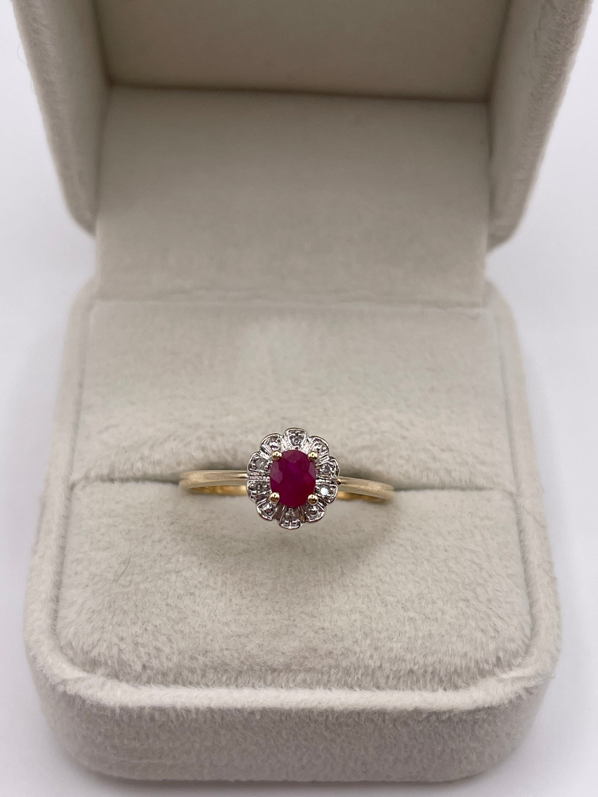9ct gold ruby and diamond ring