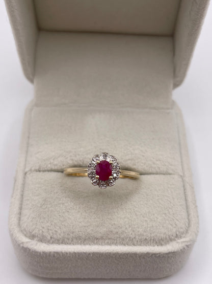 9ct gold ruby and diamond ring