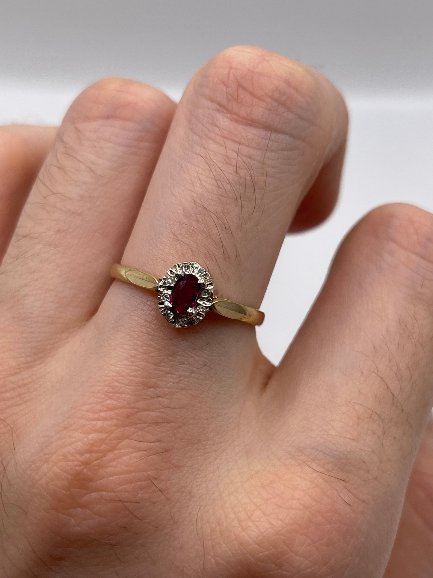 9ct gold ruby and diamond ring