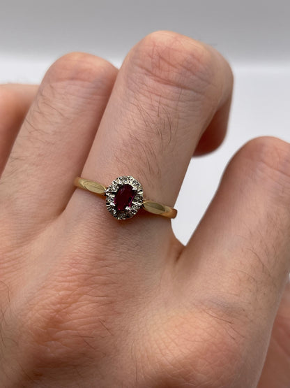 9ct gold ruby and diamond ring