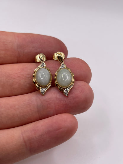 9ct gold jade and diamond earrings