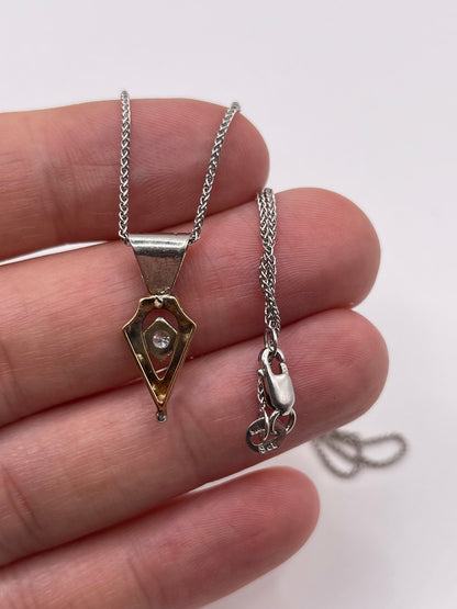9ct two tone diamond necklace