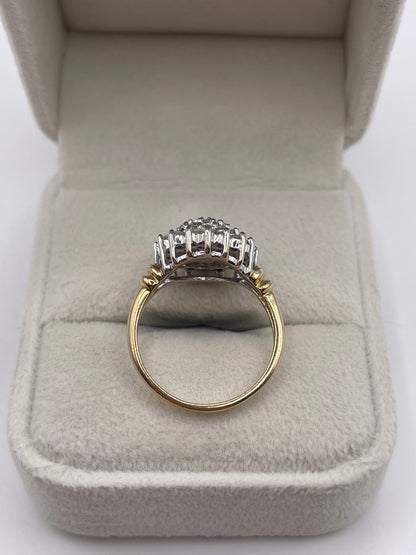 9ct gold 1ct diamond cluster ring