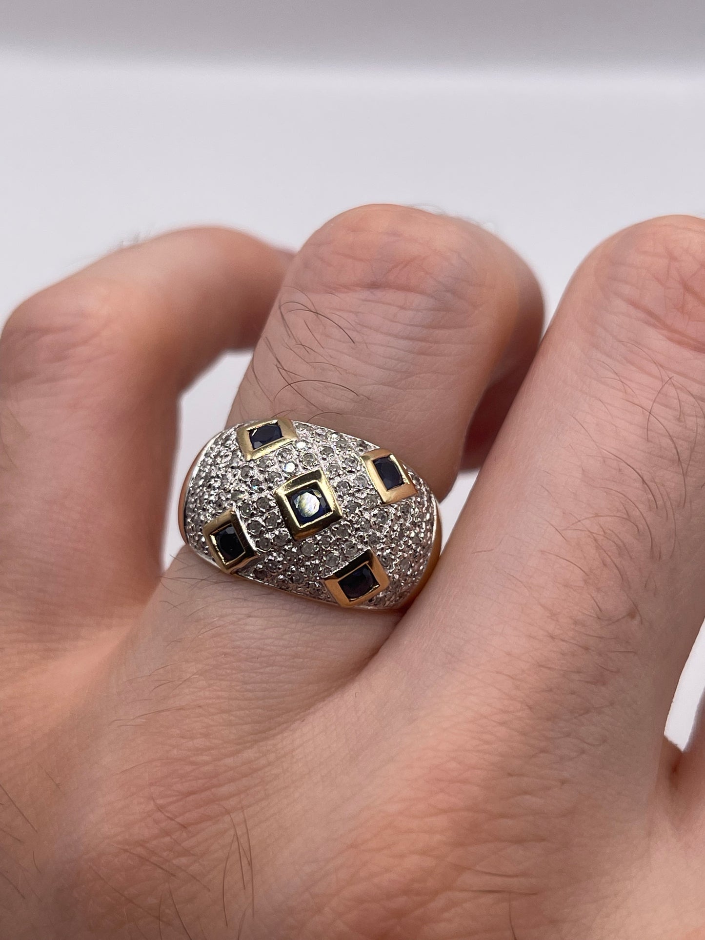 9ct gold sapphire and diamond cluster ring