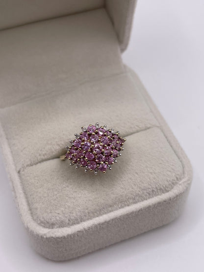 9ct gold pink topaz and diamond ring