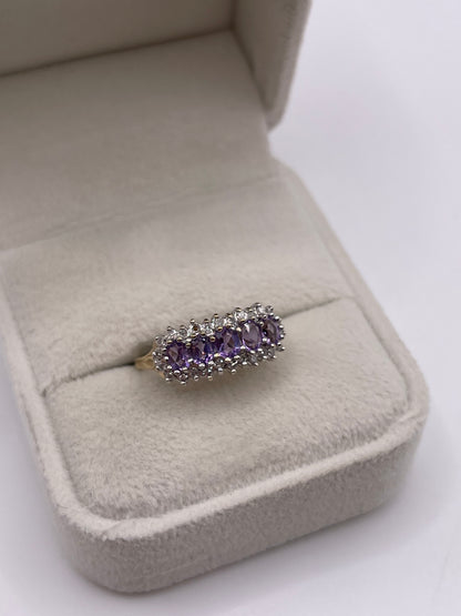 9ct gold amethyst and diamond ring