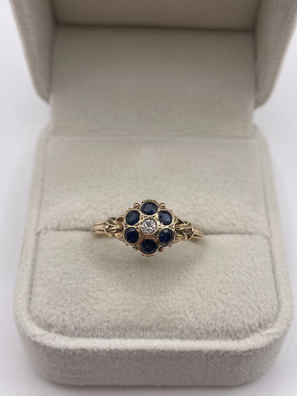 9ct gold sapphire and diamond ring