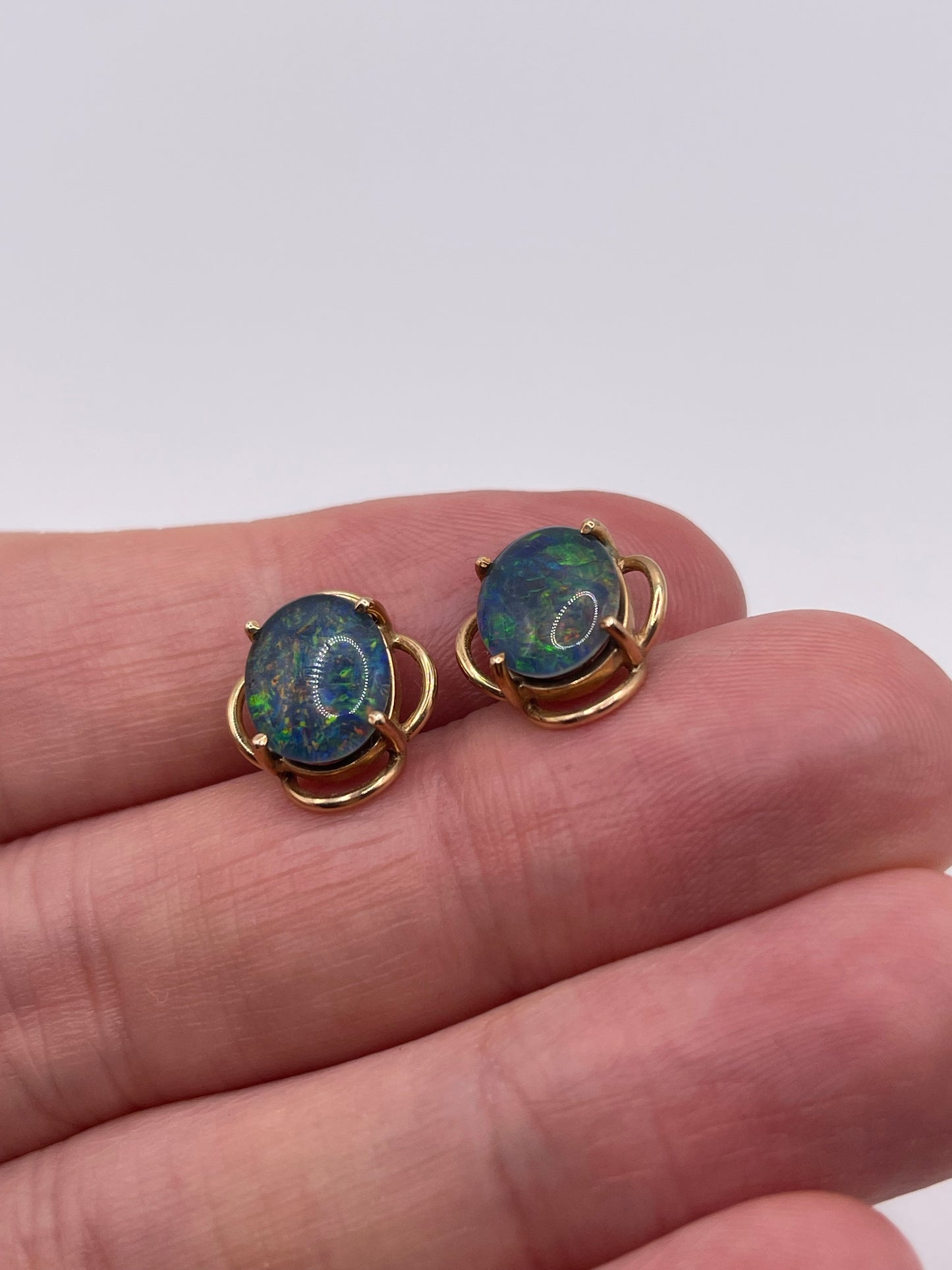 9ct gold opal triplet earrings