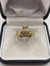 Load image into Gallery viewer, 9ct gold diamond claddagh ring
