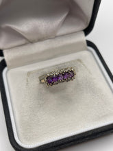 Load image into Gallery viewer, 9ct gold amethyst and diamond ring

