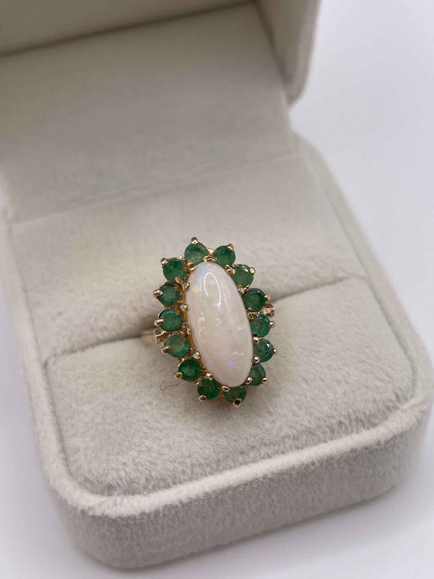 9ct gold opal and emerald ring
