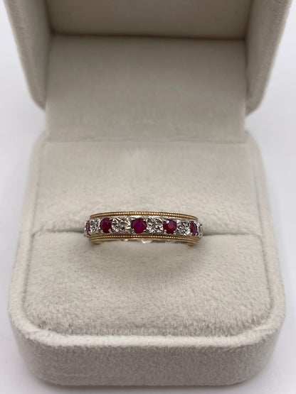 9ct gold ruby and diamond eternity ring