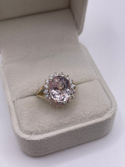 9ct gold morganite and zircon ring