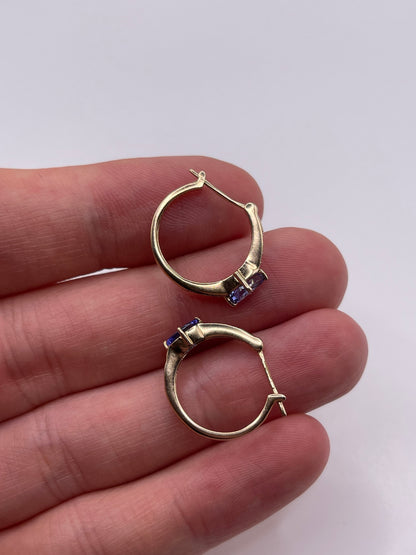 9ct gold tanzanite and diamond earrings