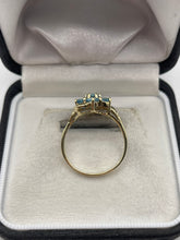 Load image into Gallery viewer, 9ct gold blue topaz cluster ring
