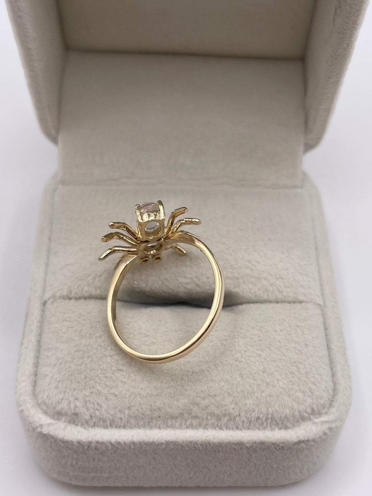 9ct gold moonstone and diamond spider ring