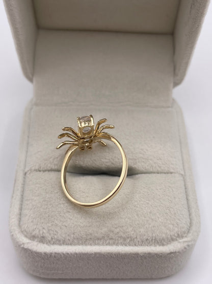 9ct gold moonstone and diamond spider ring