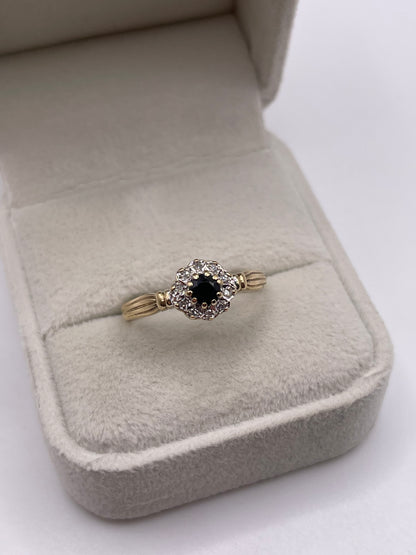 9ct gold sapphire and diamond ring