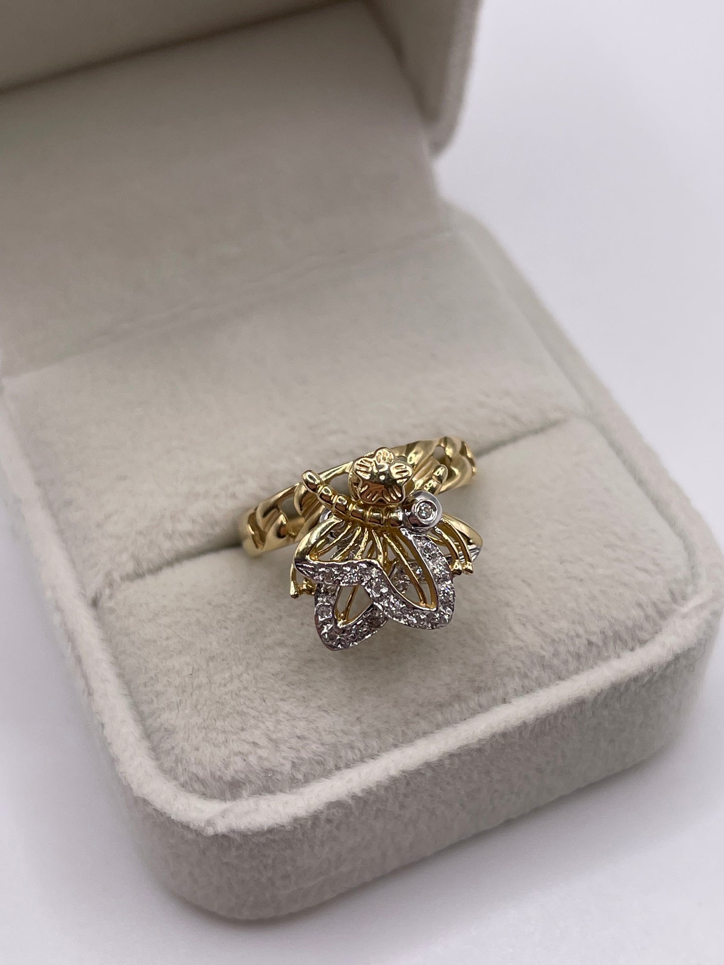 14ct gold cz spinner ring