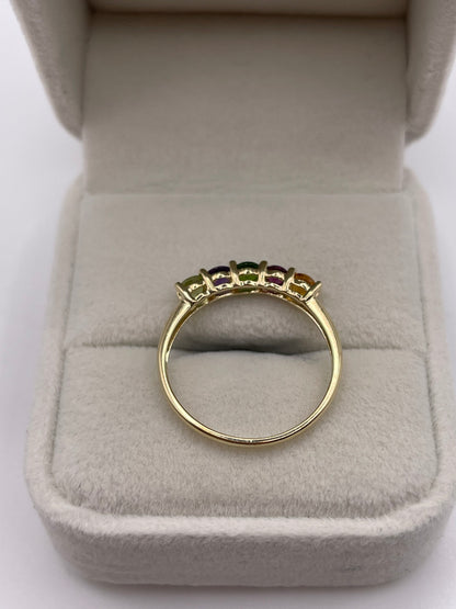 9ct gold multi gemstone ring