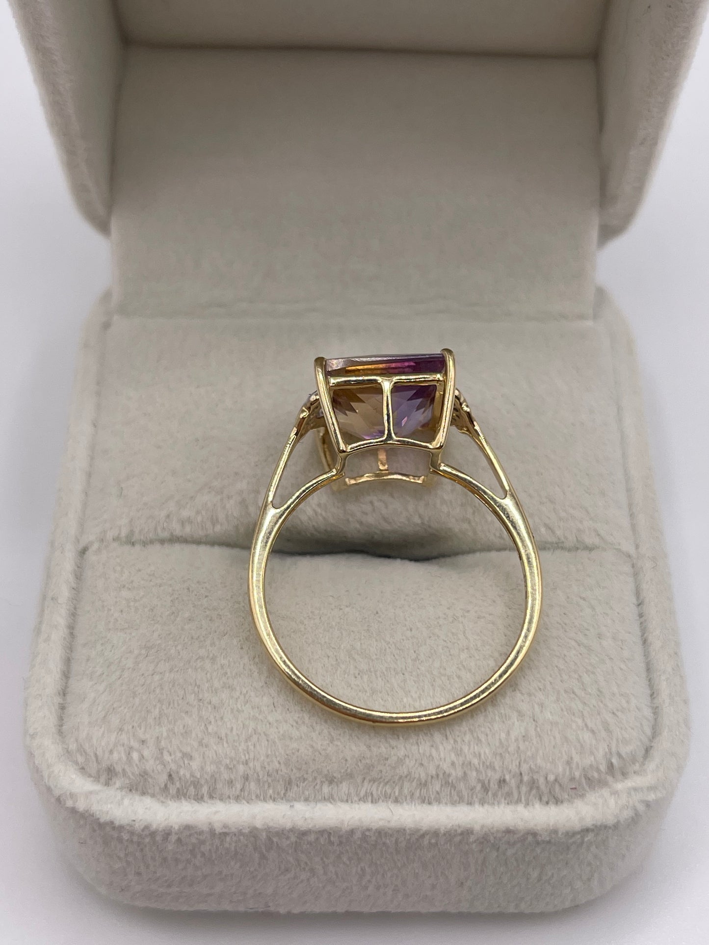 9ct gold ametrine and diamond ring