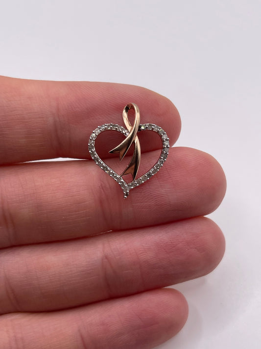 9ct rose gold diamond heart oendant