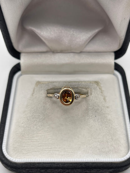 9ct gold quartz and zircon ring